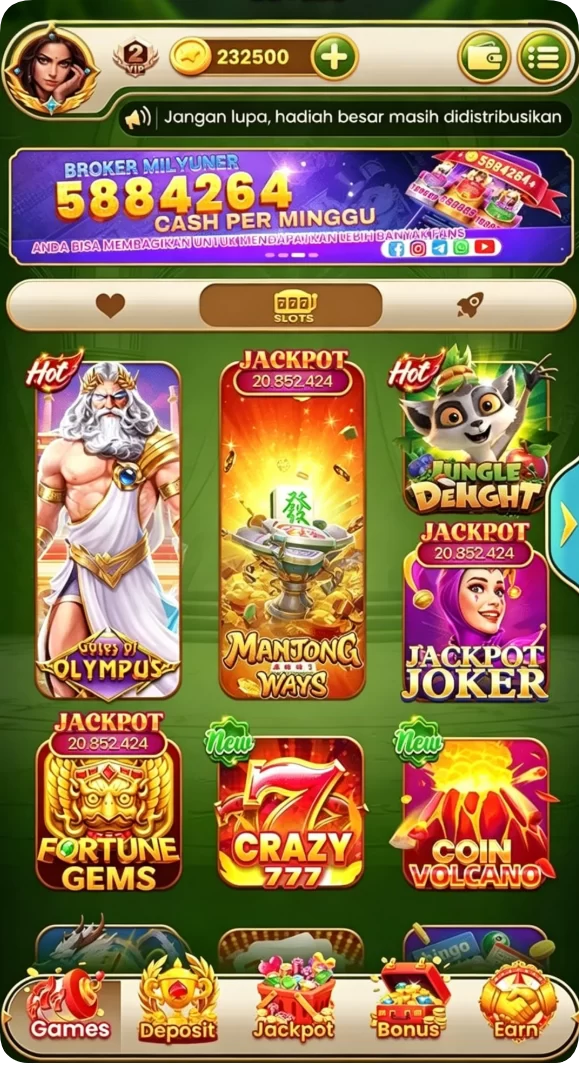 Tampilan utama aplikasi Review Aplikasi fungame777 yang intuitif dan efisien.